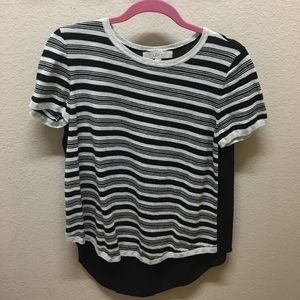 Ann Taylor LOFT Striped Tee with Mesh Back